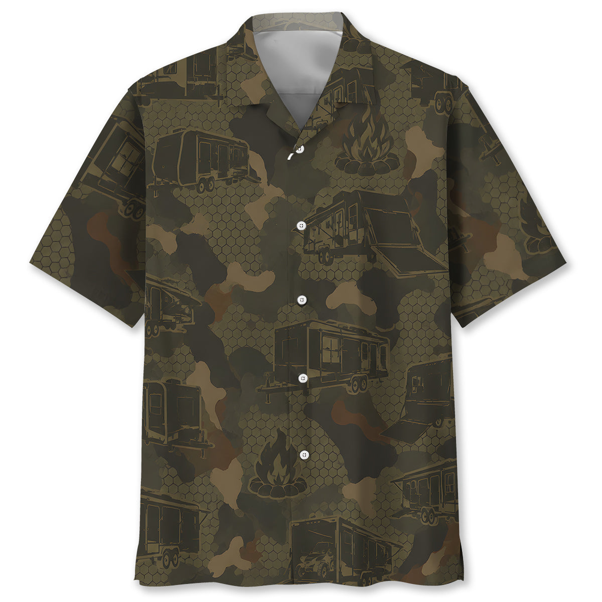 Toy Hauler Camping Camouflage Hawaiian Shirt
