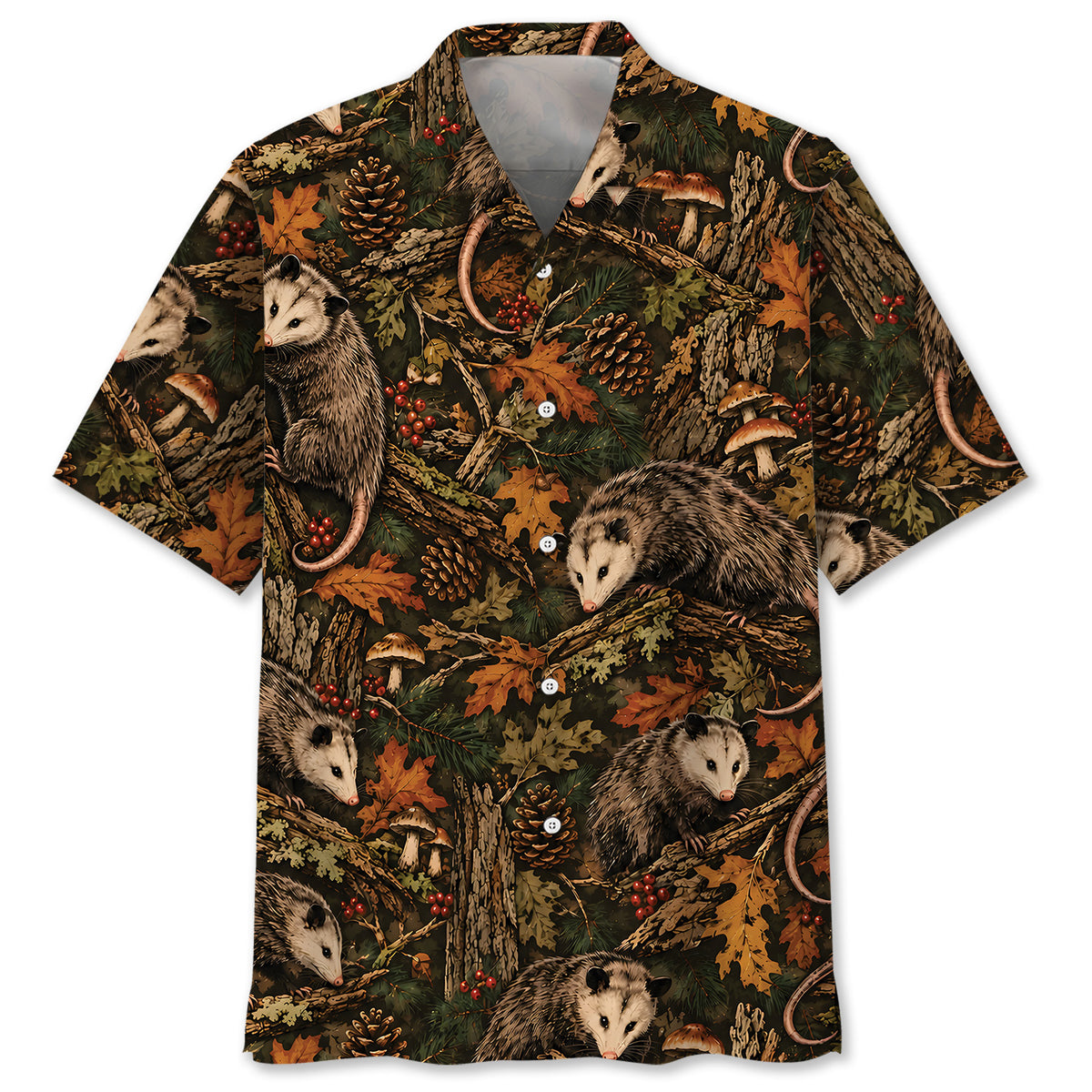 Autumn Woodland Opossum Tapestry Hawaiian Shirt