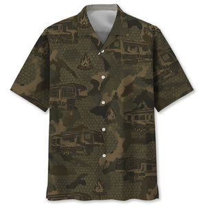 Fifth Wheel Camping Camouflage Hawaiian Shirt