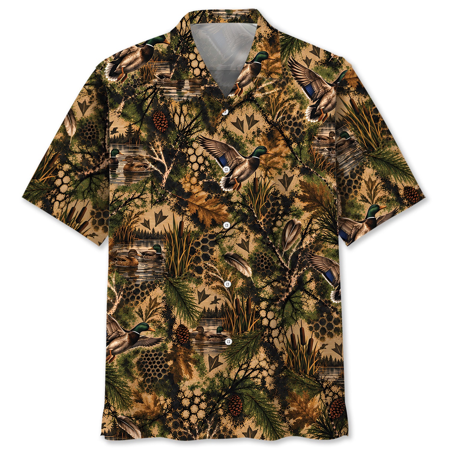 Duck Hunting Hex Camo Hawaiian Shirt