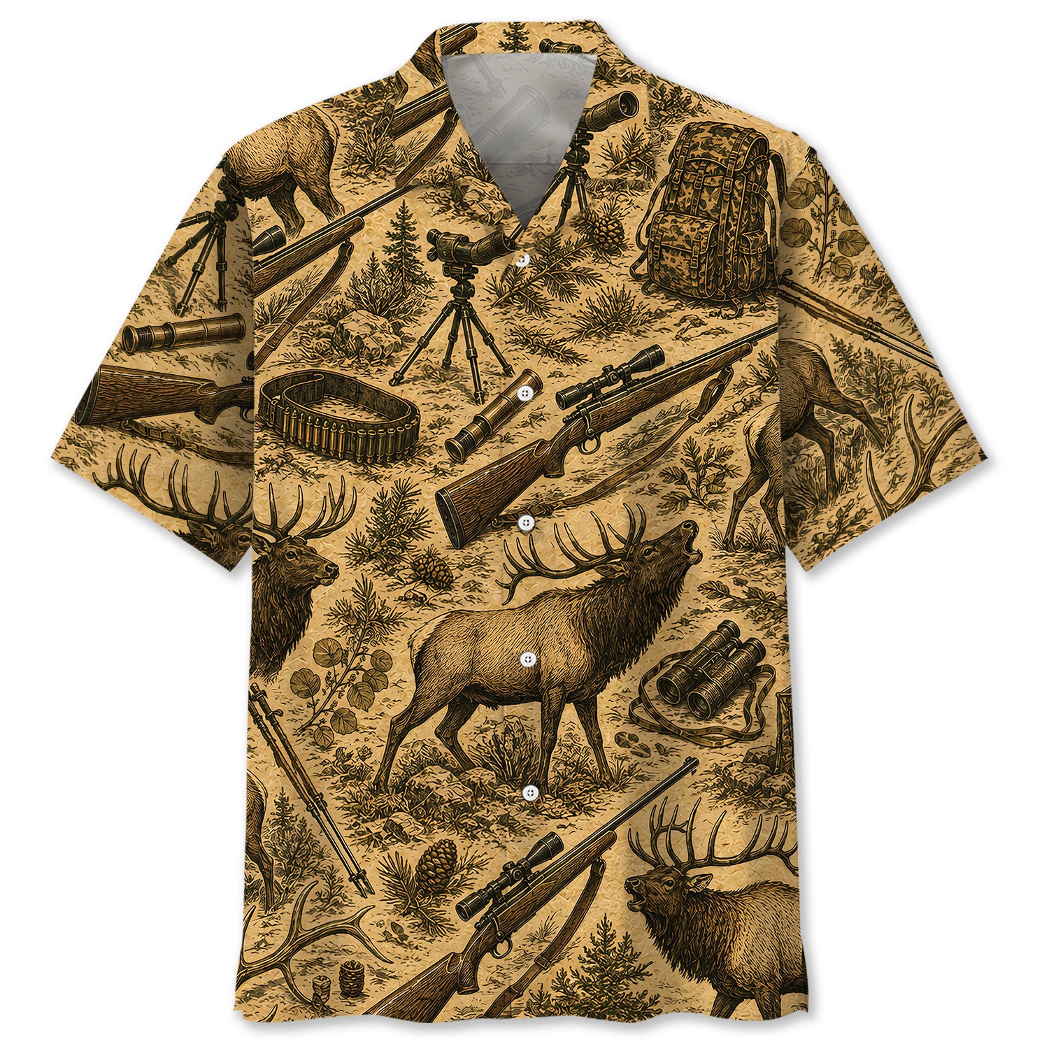 Vintage Elk Hunting Hawaiian Shirt
