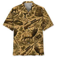Vintage Elk Hunting Hawaiian Shirt