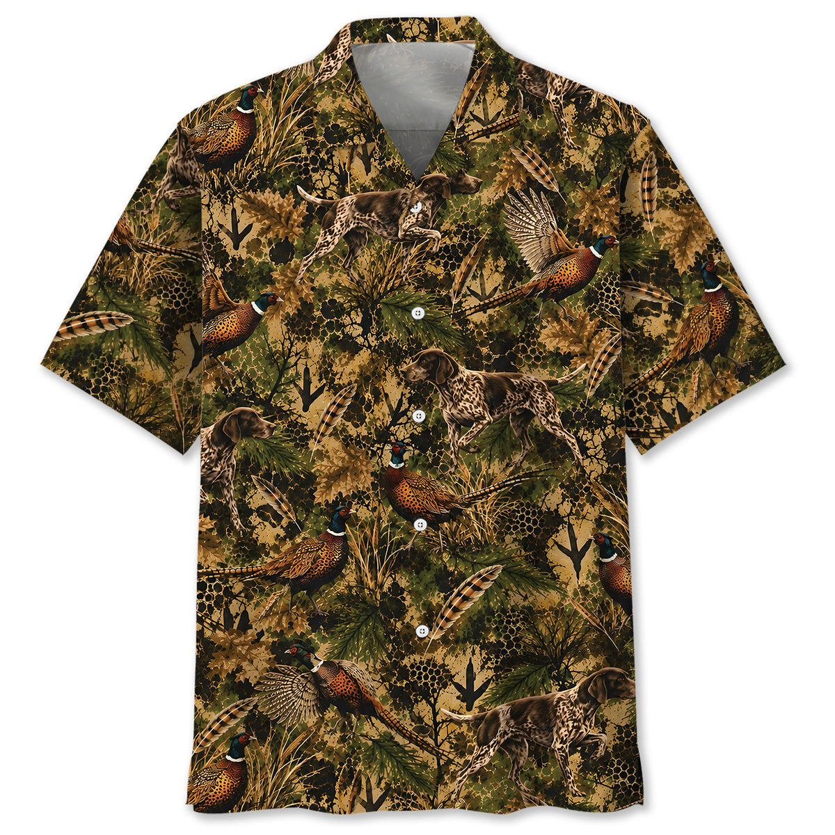 Pheasant Hunting Hex Camo Hawaiian Shirt