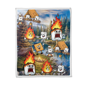 Burnt Marshmallow Camping Fleece Blanket Collection