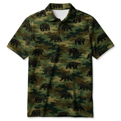 Black Bear Camouflage Millitary Men Polo Shirt