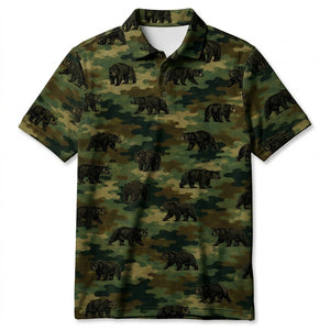 Black Bear Camouflage Millitary Men Polo Shirt