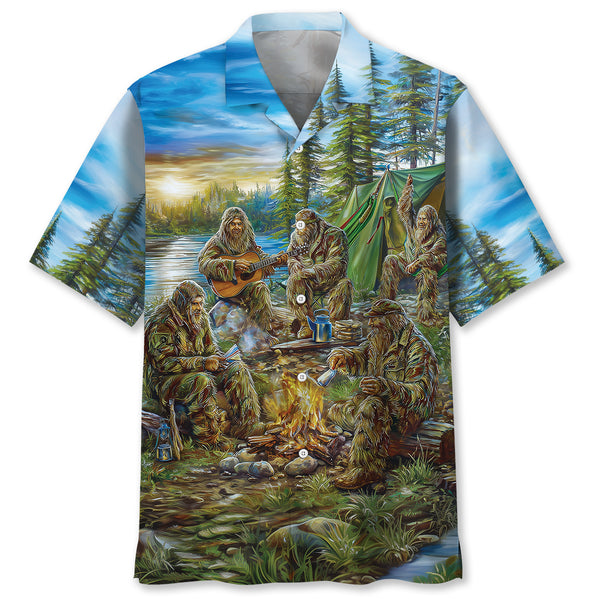 Camping In The Wild Vintage Art Hawaiian Shirt