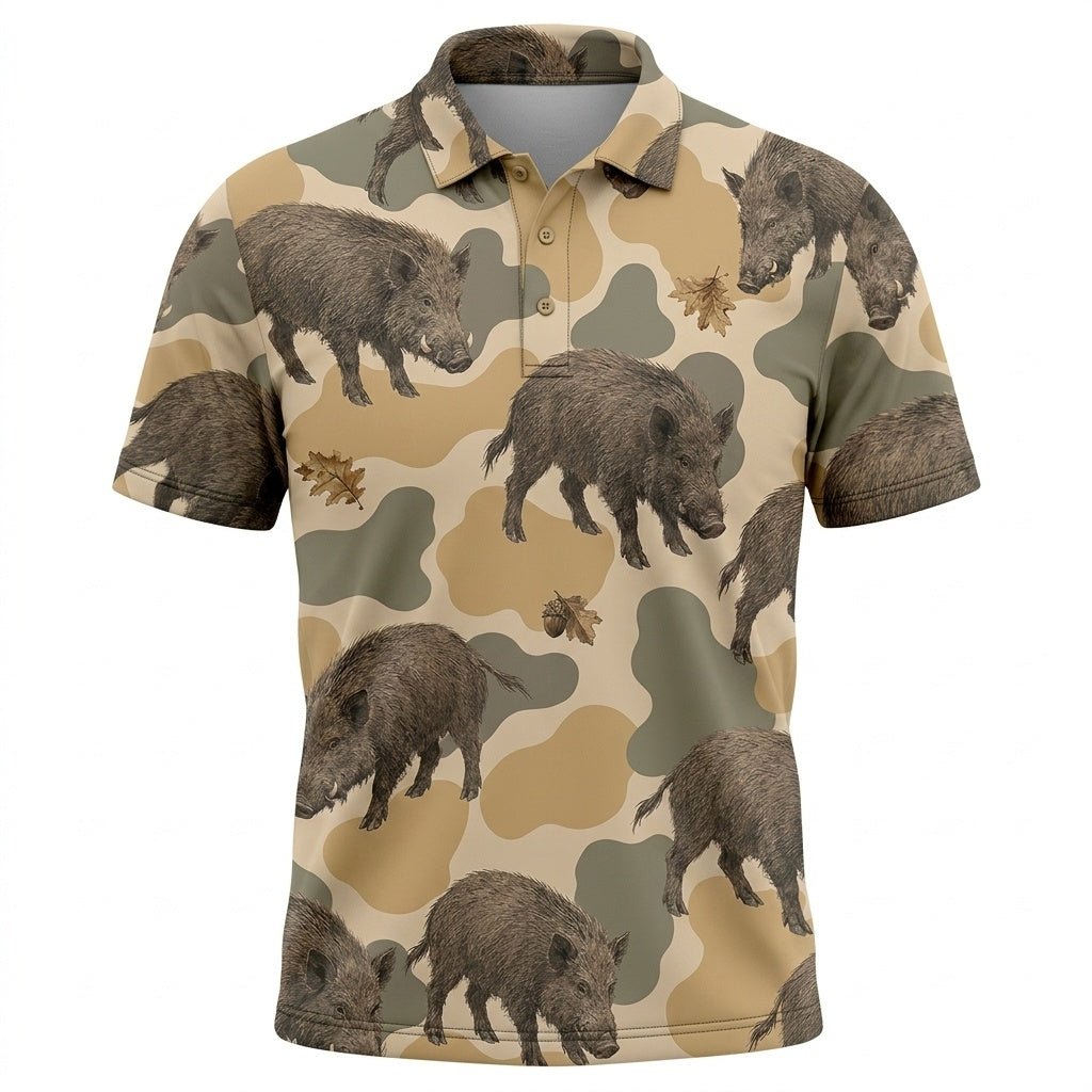Feral Hog Camouflage Men Polo Shirt