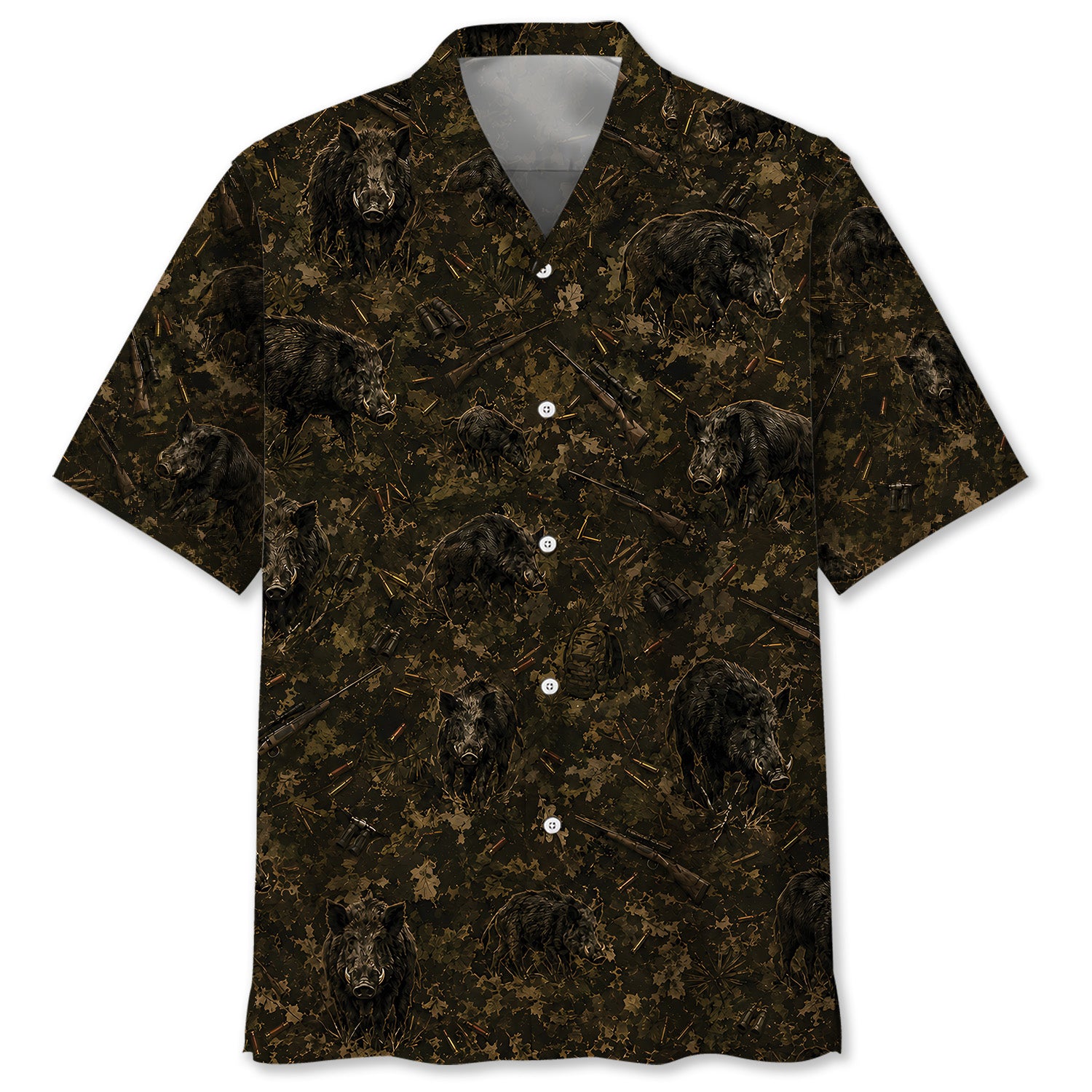 Hog Hunting Camo Hawaiian Shirt