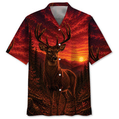 Deer Hunting Burnt Sky Hawaiian Shirt