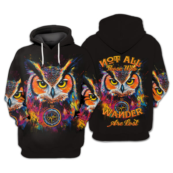 Not All Who Wander Are Lost Owl All Over Print Shirt