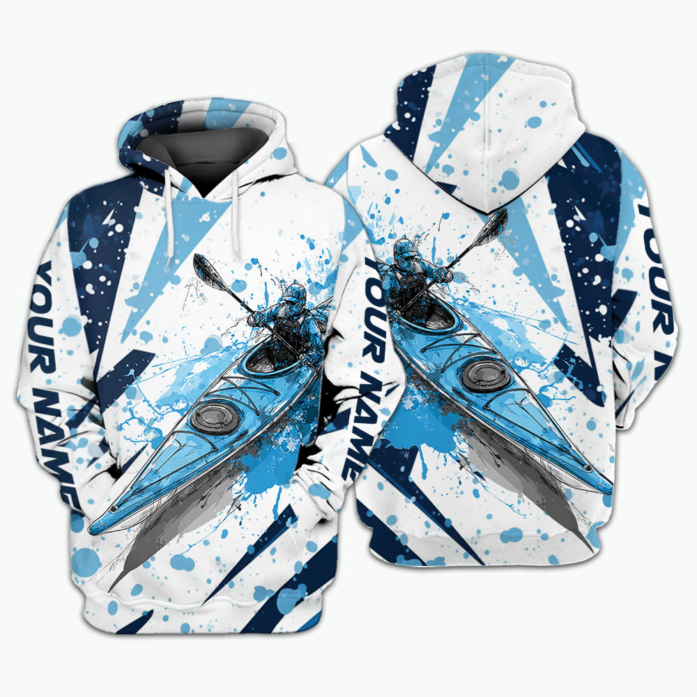 Custom Name Kayaking Blue All Over Print Shirt