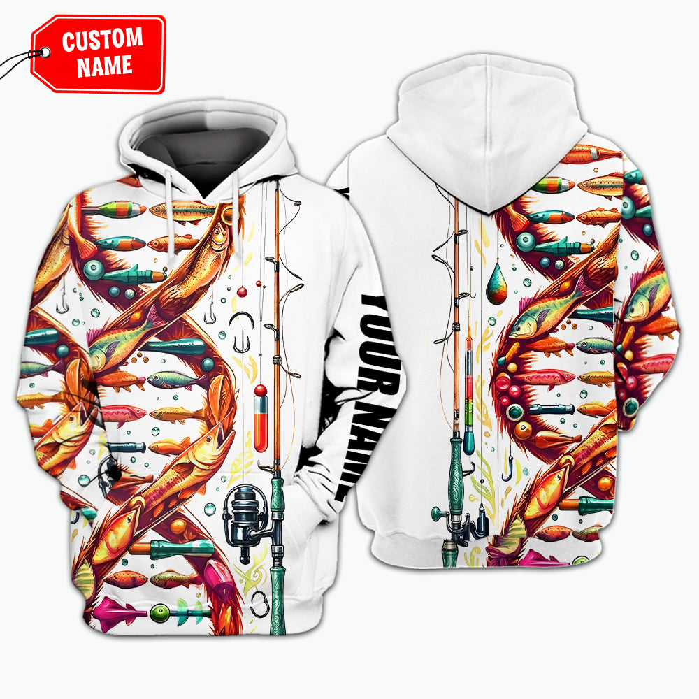 Custom Name Fishing DNA All Over Print Shirt