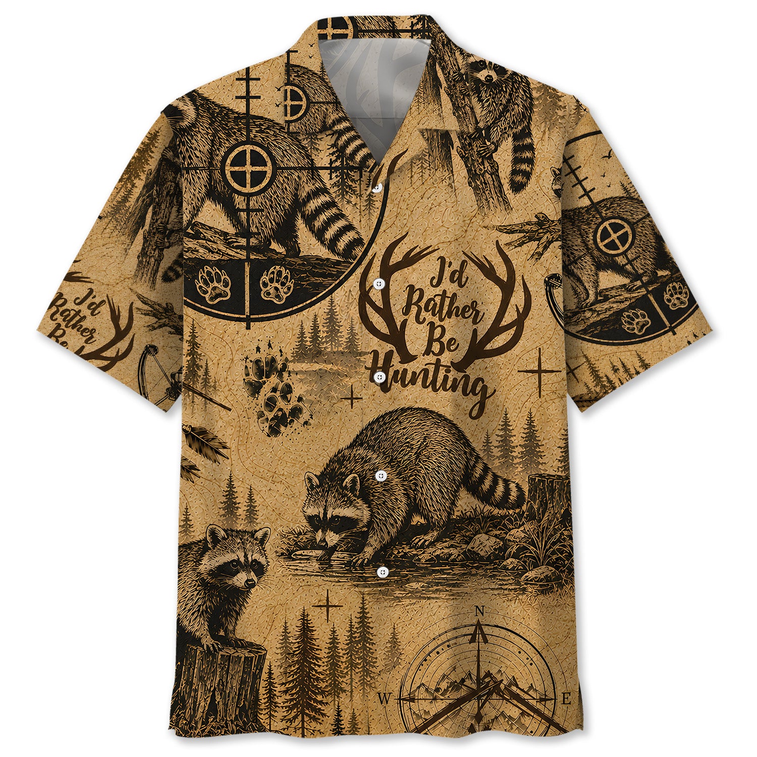 Raccoon I'd Rather be Hunting Hawaiian Shirt