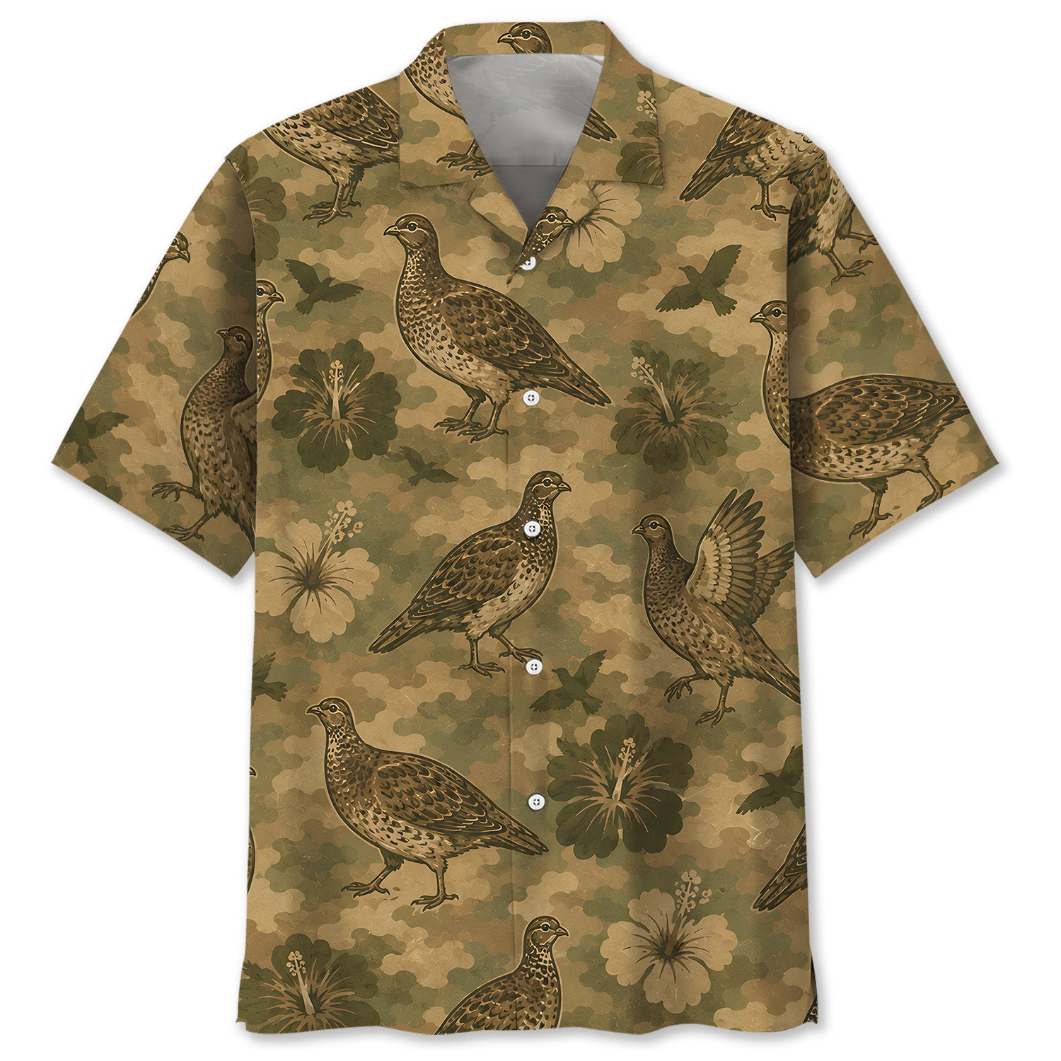 Grouse Hibiscus Camouflage Hawaiian Shirt