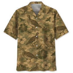 Grouse Hibiscus Camouflage Hawaiian Shirt