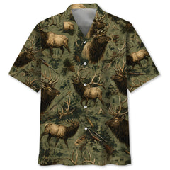 Elk Hunting Forest Hawaiian Shirt