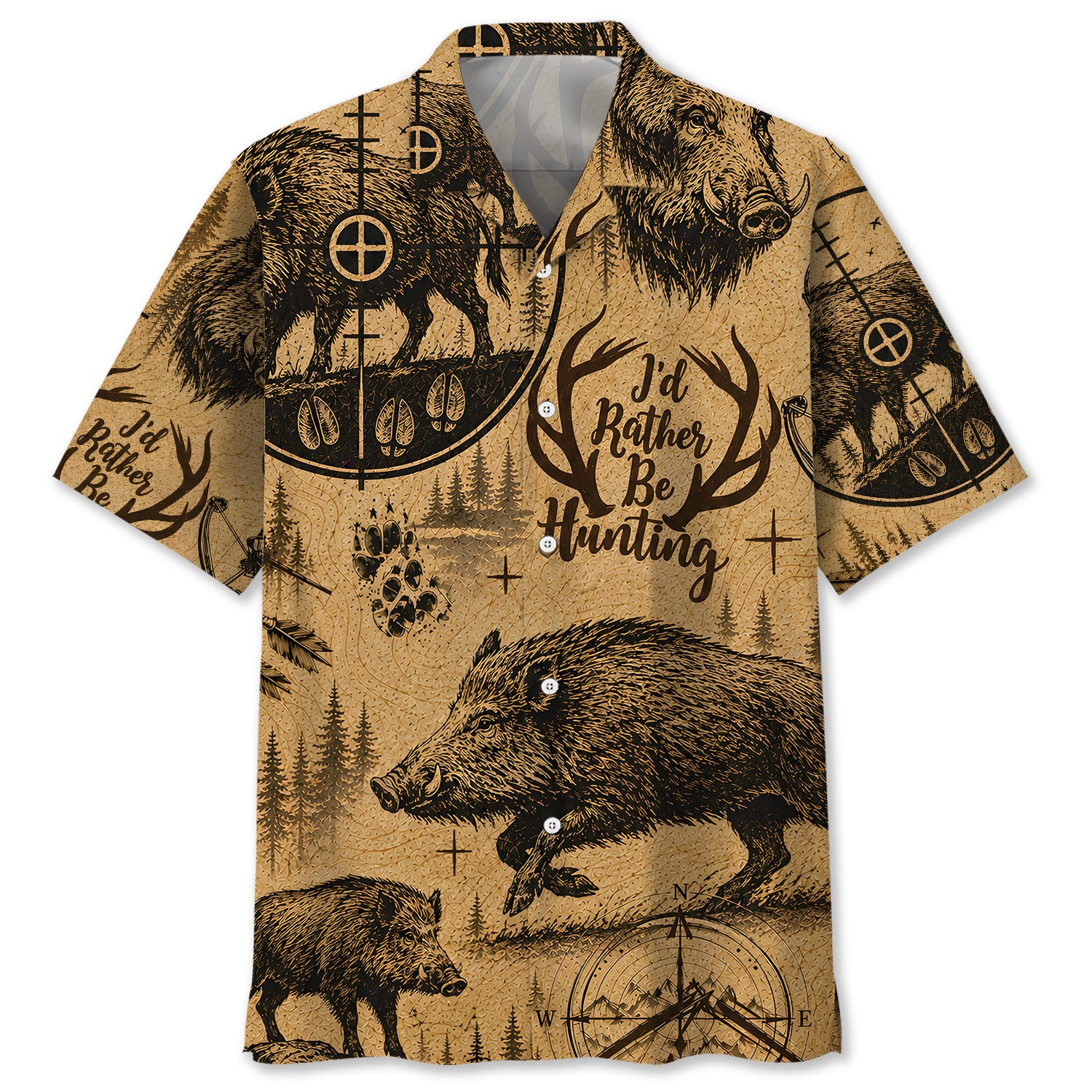 Hog I'd Rather Be Hunting Hawaiian Shirt