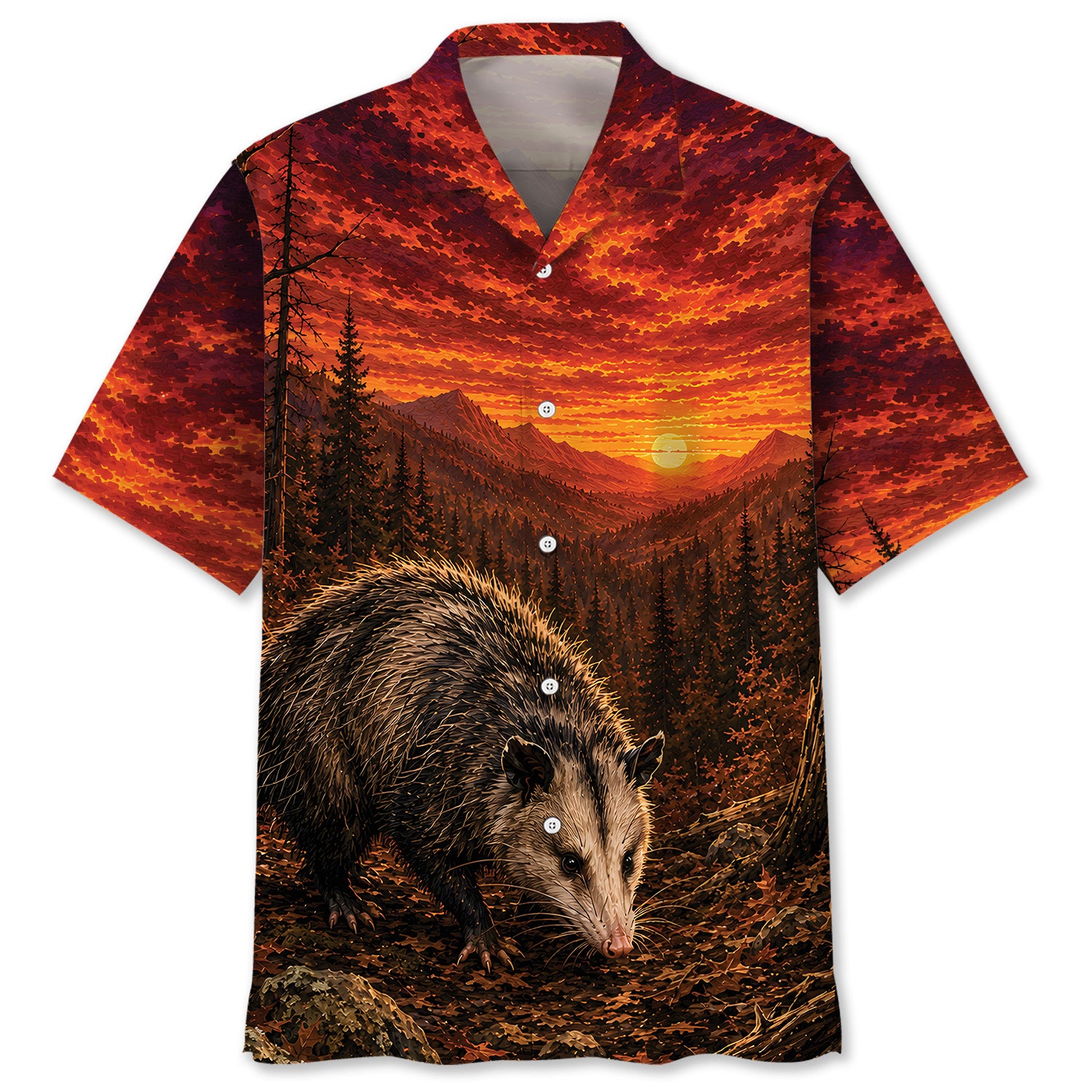 Opossum Hunting Burnt Sky Hawaiian Shirt