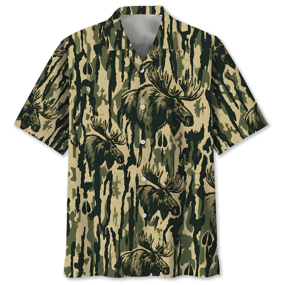 Moose Stripe Camouflage Hawaiian Shirt