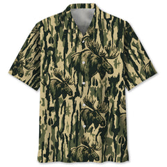 Moose Stripe Camouflage Hawaiian Shirt