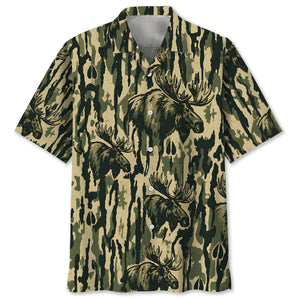 Moose Stripe Camouflage Hawaiian Shirt