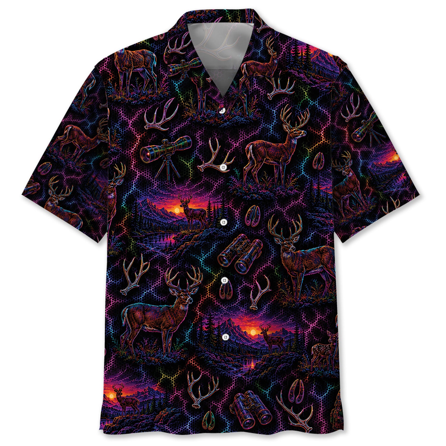 Midnight Deer Neon Hawaiian Shirt