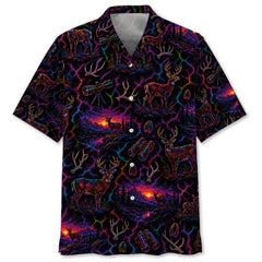 Midnight Deer Neon Hawaiian Shirt