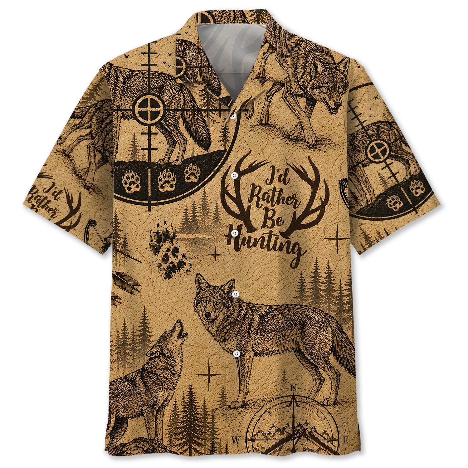 Coyote I'd Rather Be Hunting Hawaiian Shirt