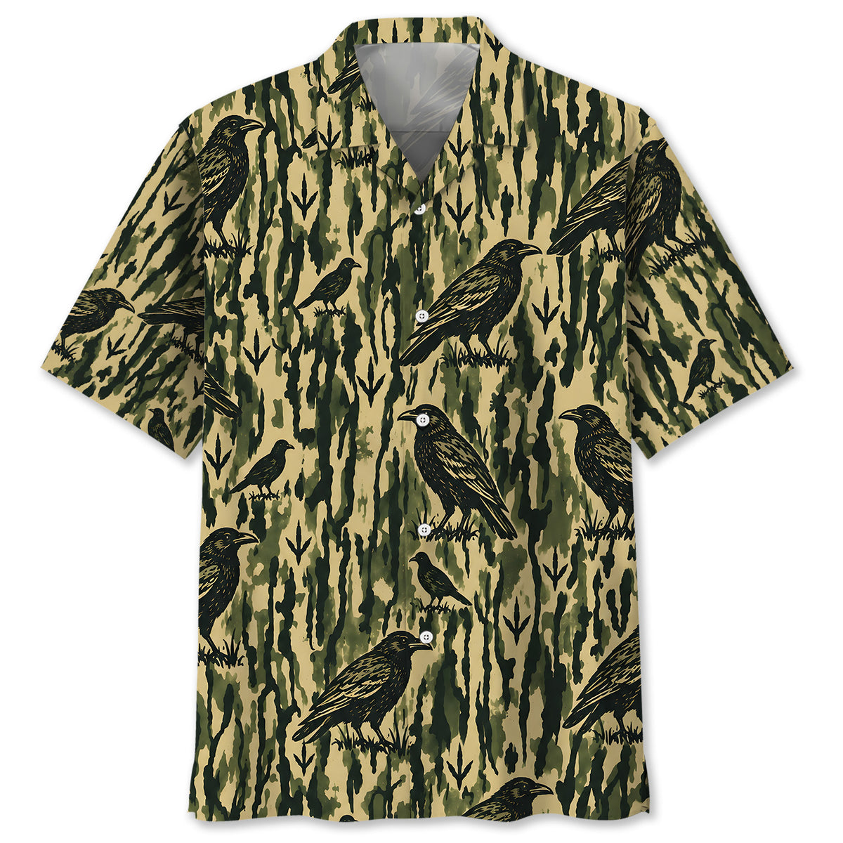 Crow Stripe Camouflage Hawaiian Shirt