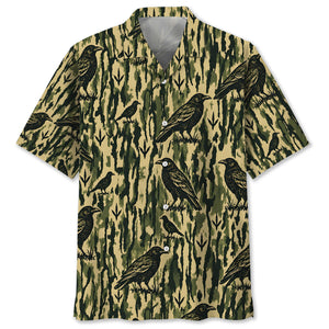 Crow Stripe Camouflage Hawaiian Shirt