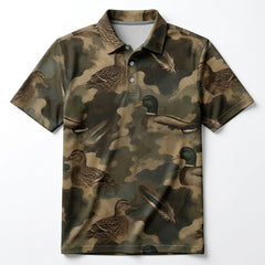 Duck Camouflage Graphic Pattern Men Polo Shirt