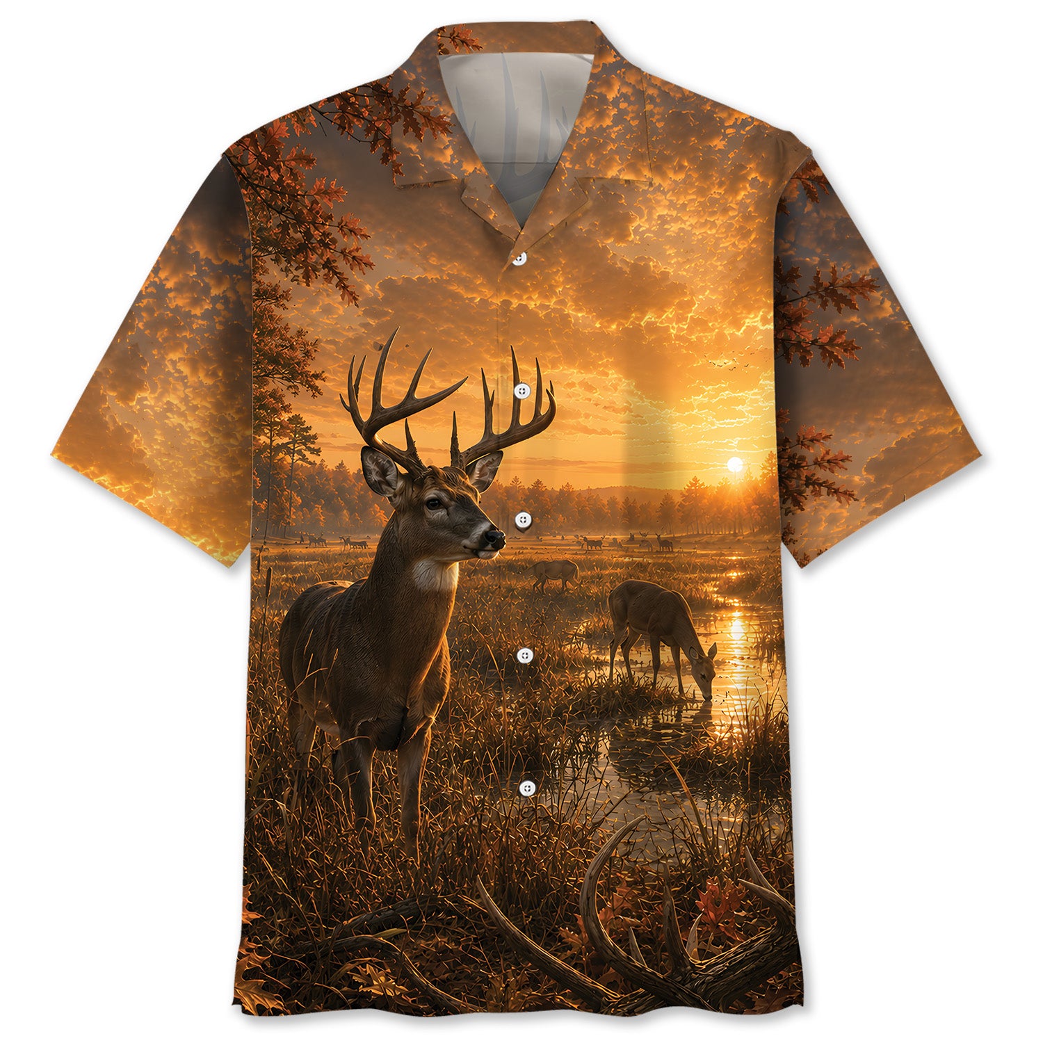 Deer Hunting Nature Hawaiian Shirt
