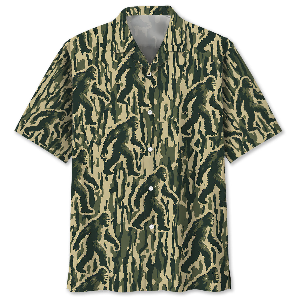 Bigfoot Stripe Camouflage Hawaiian Shirt