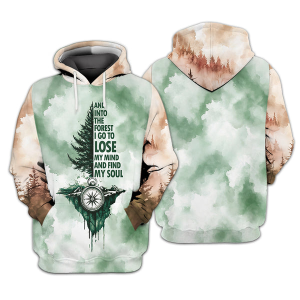 Into The Forest I Go Green Compass All Over Print Shirt