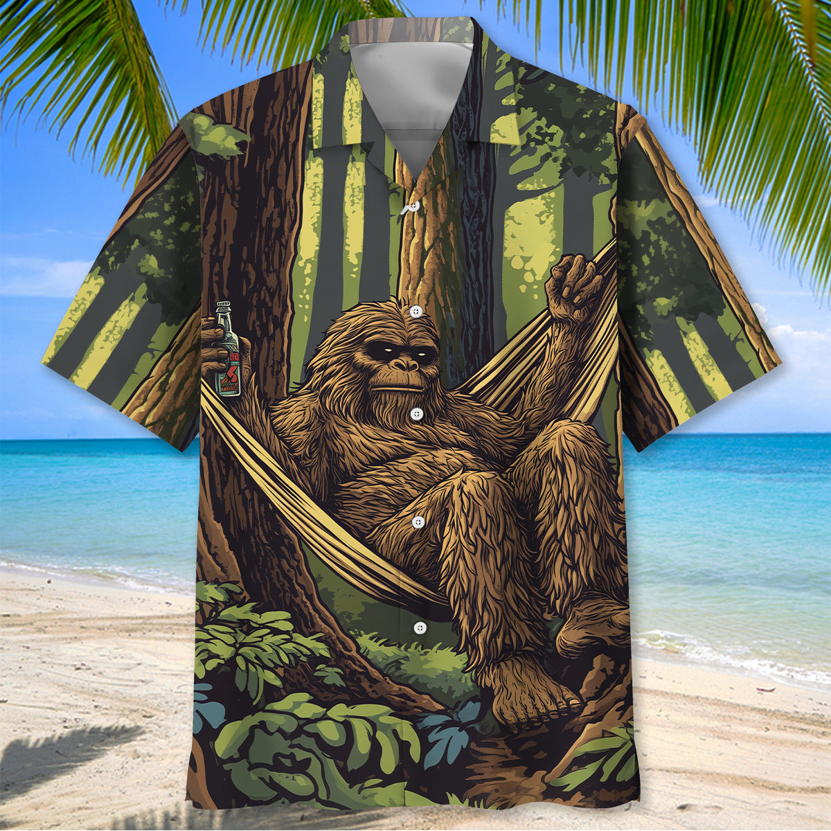 Bigfoot Lounging In A Hammock Hawaiian Shirt