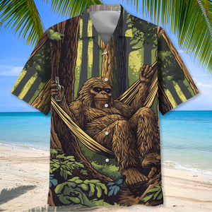 Bigfoot Lounging In A Hammock Hawaiian Shirt