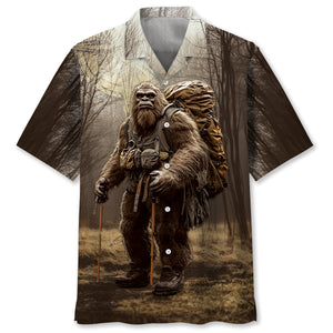 Bigfoot Camping In The Wild Hawaiian Shirt