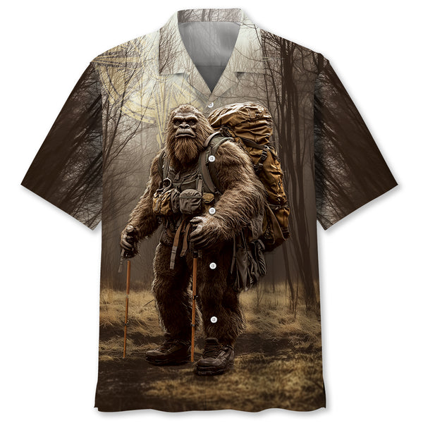 Bigfoot Camping In The Wild Hawaiian Shirt