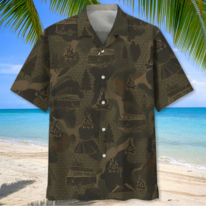 Car Camping Camouflage Hawaiian Shirt