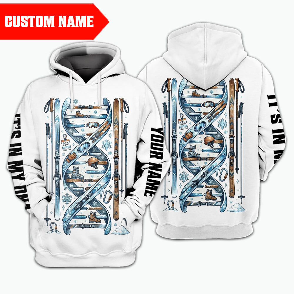 Custom Name Skiing It's In My DNA All Over Print Shirt