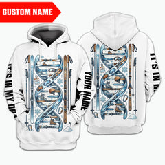 Custom Name Skiing It's In My DNA All Over Print Shirt