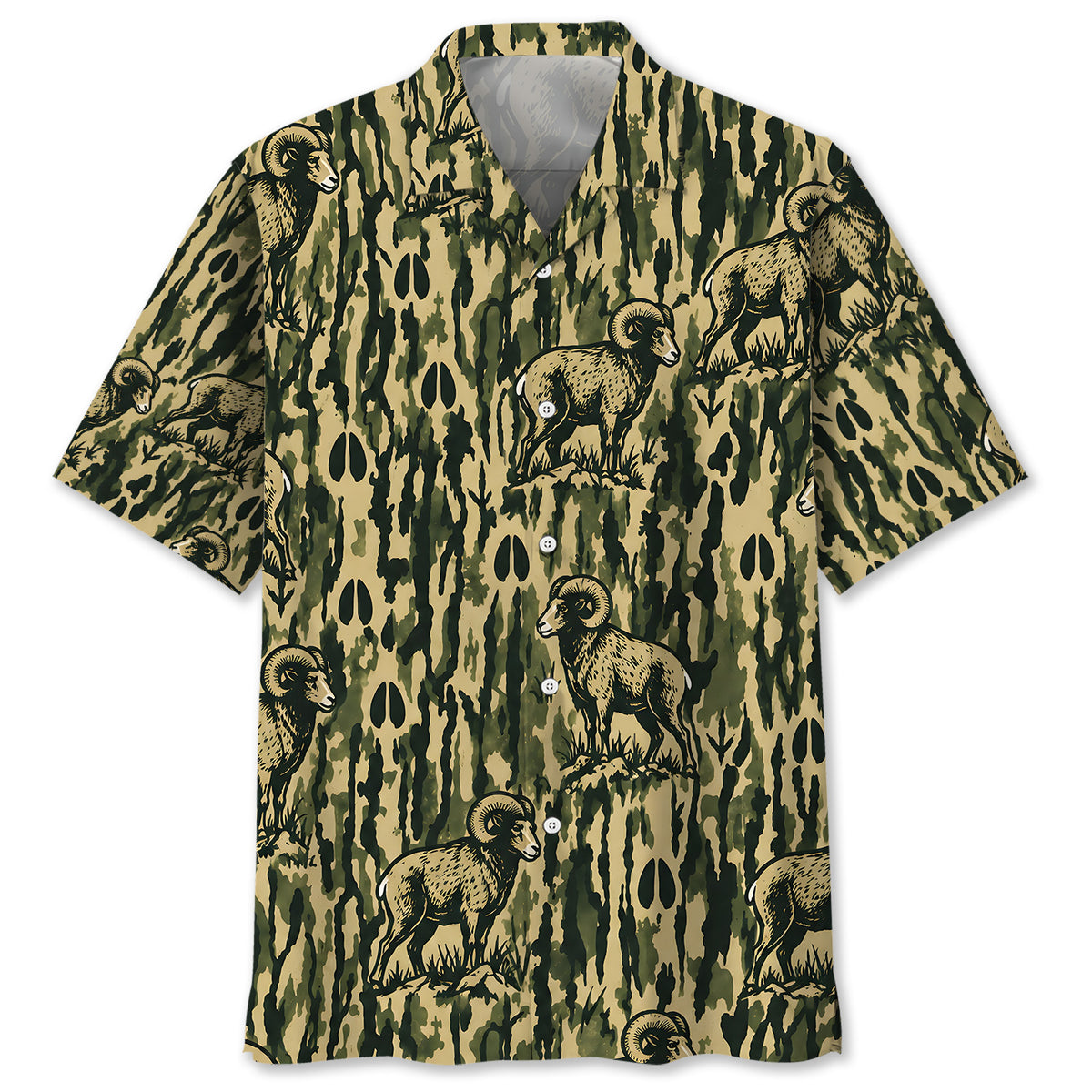 Bighorn Sheep Stripe Camouflage Hawaiian Shirt