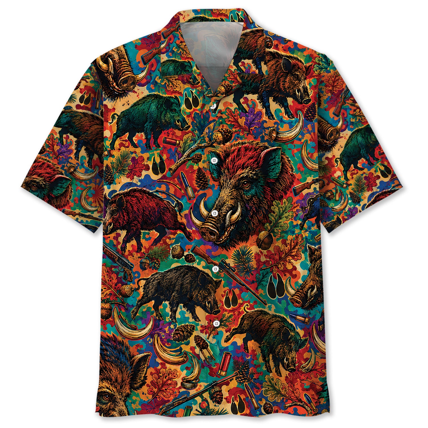 Psychedelic Hog Hunting Hawaiian Shirt