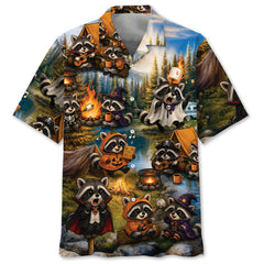 Vintage Raccoon Camping Hawaiian Shirt