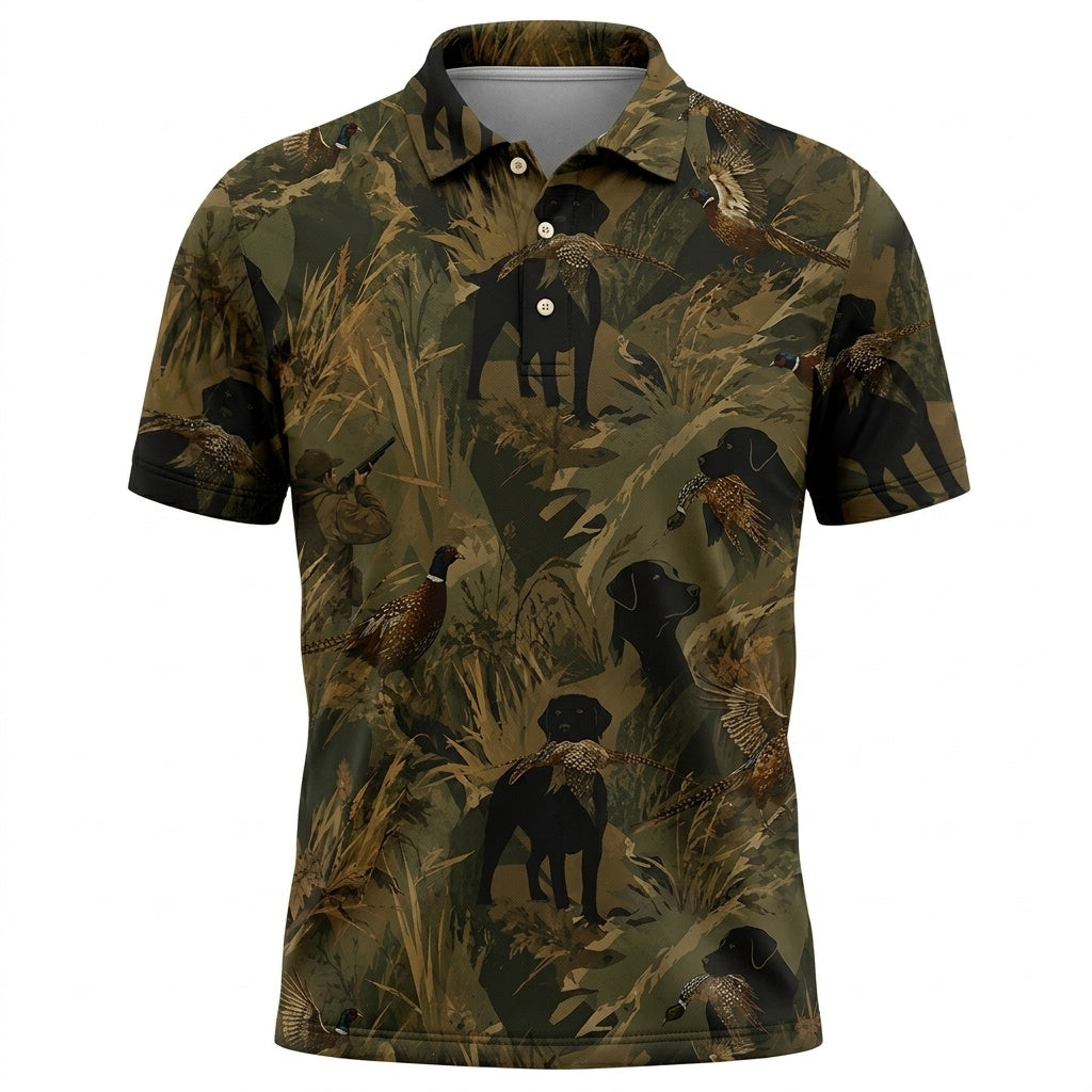 Wild Pheasant Retriever Camouflage Polo Men Shirt