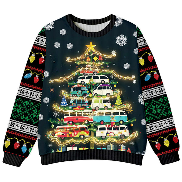 Christmas Tree With Camper Vans Ugly Sweater