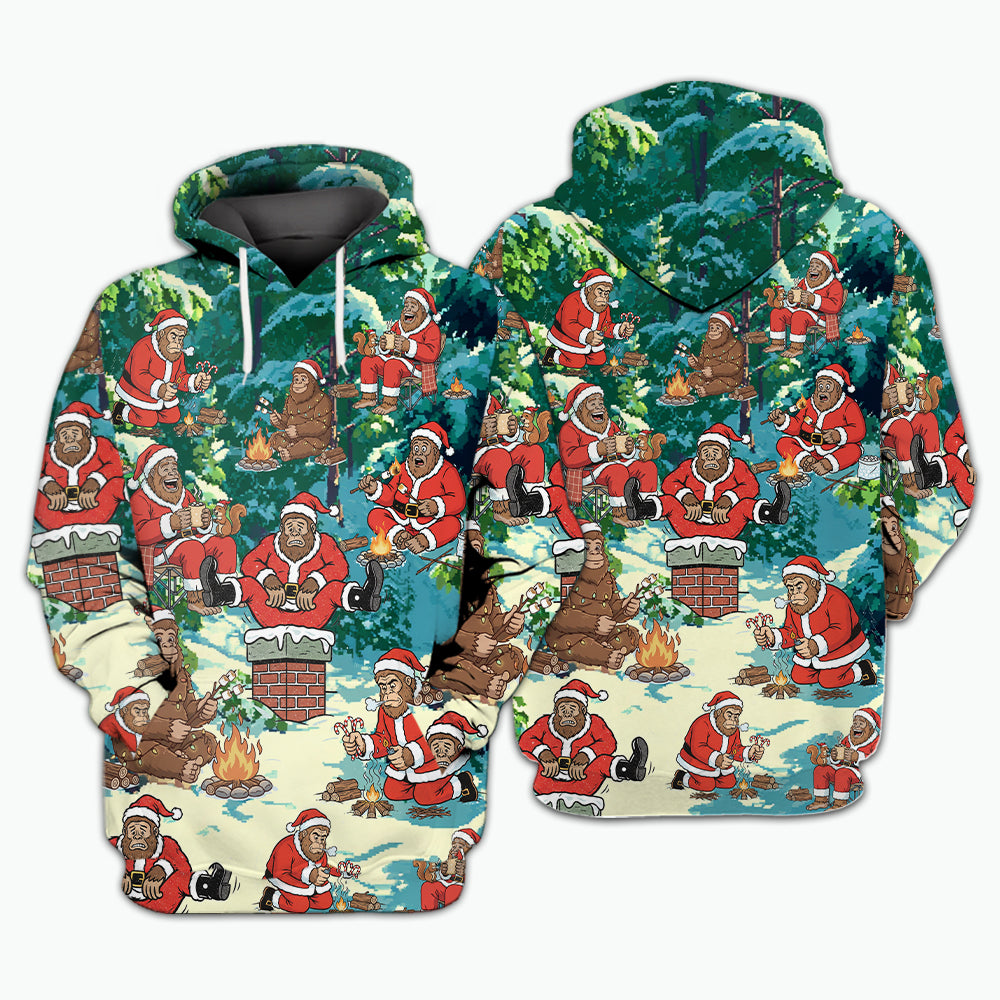 Bigfoot Camping Xmas All Over Print Shirt