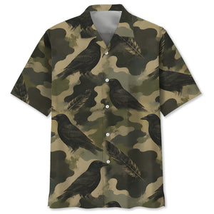 Crow Camouflage Graphic Pattern Hawaiian Shirt