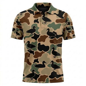 Duck Hunting Camouflage Pattern Men Polo Shirt